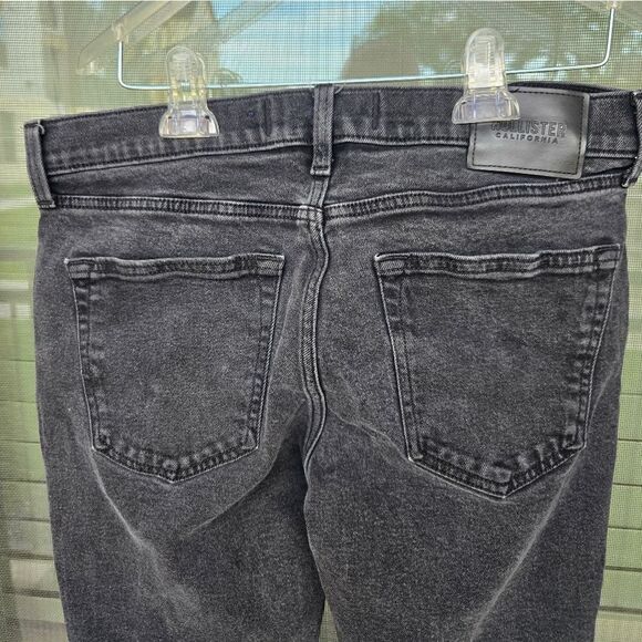Hollister Men's Slim Straight Black Washed Jeans Sz 32x29 - Picture 3 of 8